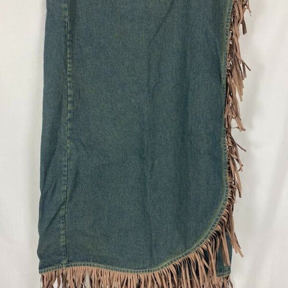 Tantrums Denim Wrap Fringe Western Long Skirt  Women's Medium. - Picture 4 of 13